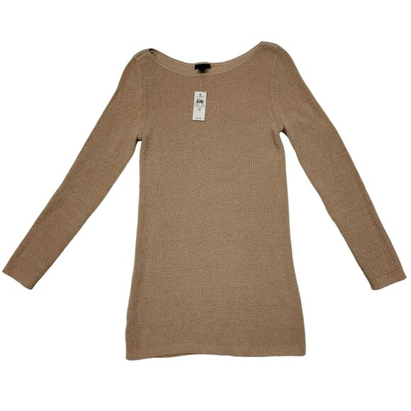 Ann Taylor Dresses & Skirts - Ann Taylor Factory Sparkle Sweater Dress Beige Gold Sparkle Women's M Longsleeve